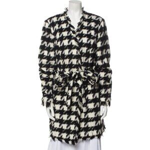 L'Agence Black White Check Print Zuri Half Duster 14